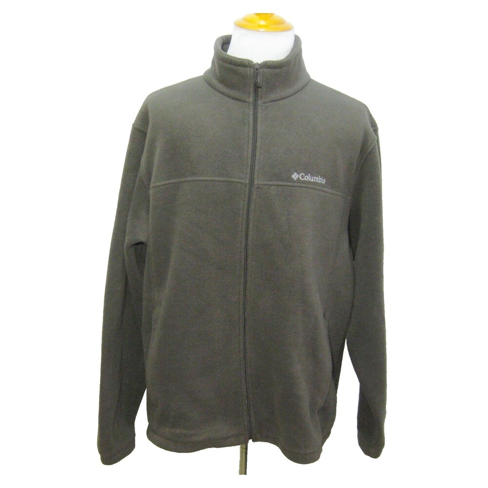 Columbia Fleece Jacket Mens 2XL Brown Full Zip Logo Zipper Pockets Warm Coat